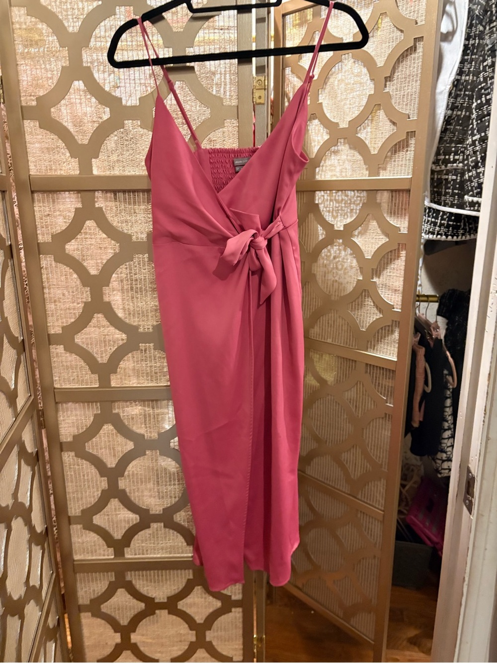 Urban Outfitters Rose Pink Wrap Midi Dress with Waist Tie